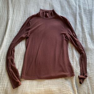 Kohl's Brown Turtle Neck Ribbed Knit Top